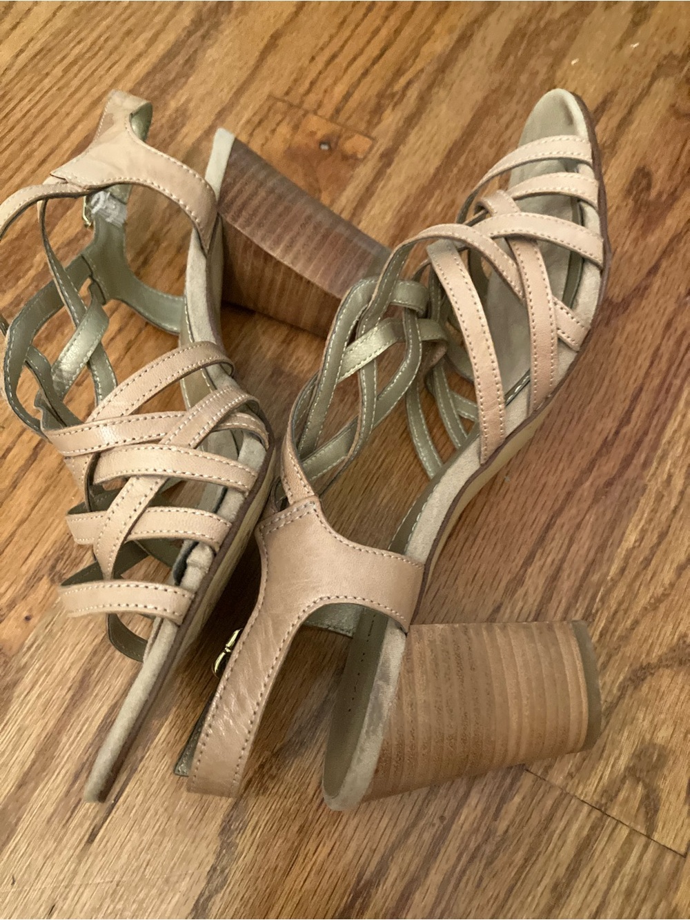 Bandolino Beige Strappy Block Heel Sandals